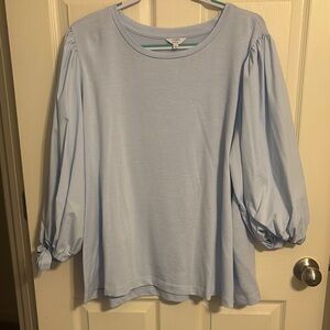 Crown and Ivy Blue Puff Sleeve Blouse Relaxed Fit PLUS SIZE